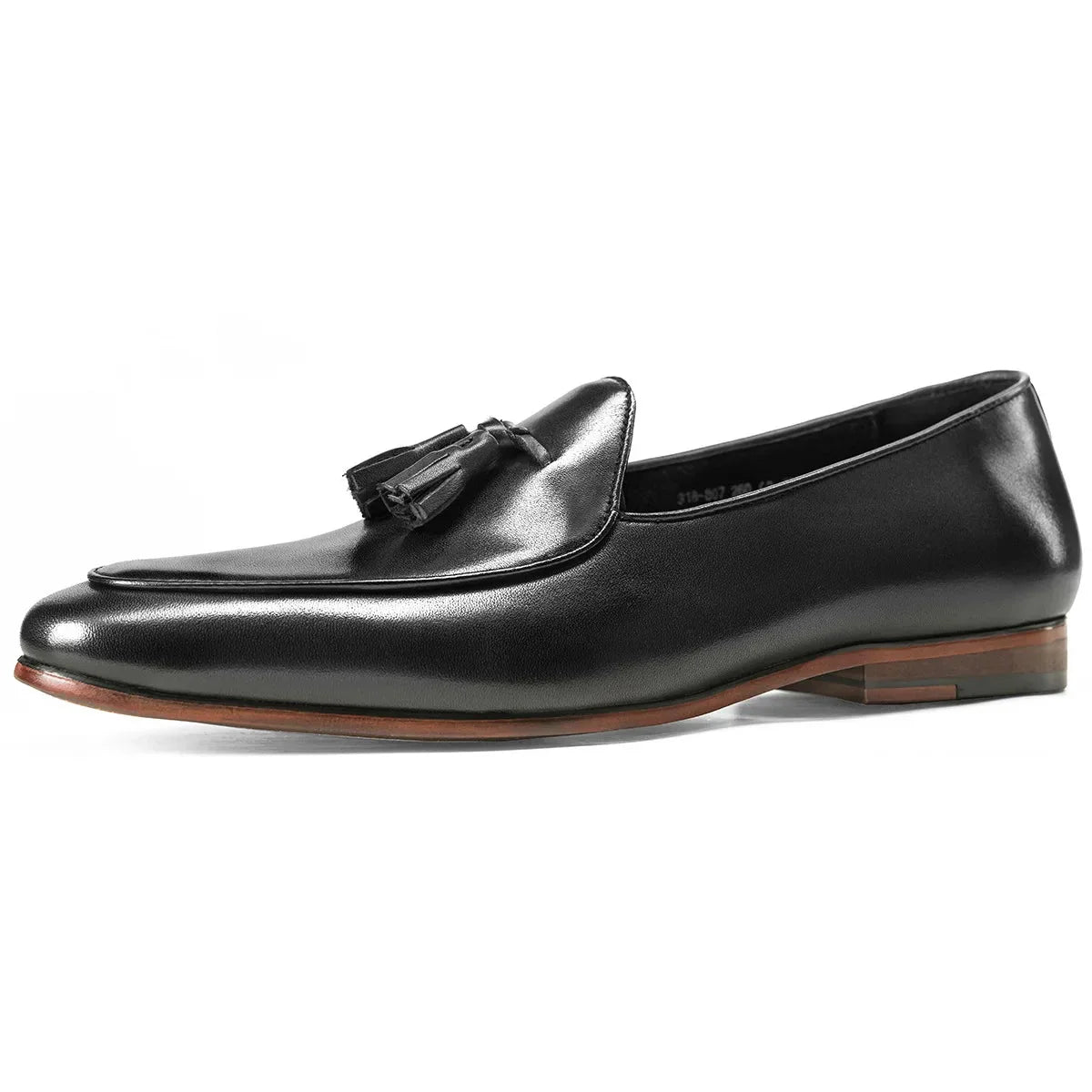 Men's Leather Tassel Loafers Slip-On Dress Shoes Black Brown — Image 3
