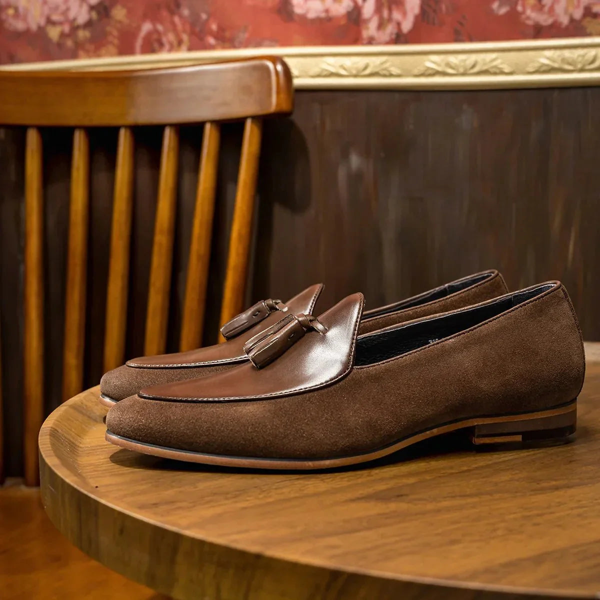Men's Leather Tassel Loafers Slip-On Dress Shoes Black Brown — Image 9