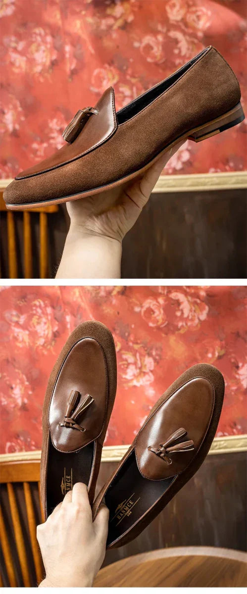 Men's Leather Tassel Loafers Slip-On Dress Shoes Black Brown — Image 7