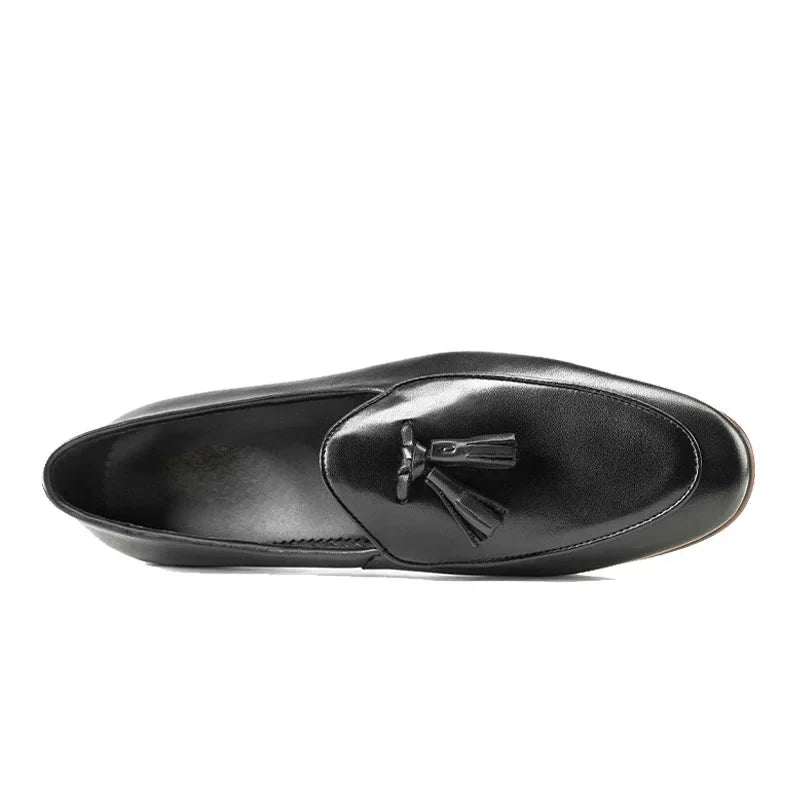 Men's Leather Tassel Loafers Slip-On Dress Shoes Black Brown — Image 4