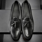 Men's Leather Tassel Loafers Slip-On Dress Shoes Black Brown — Image 10