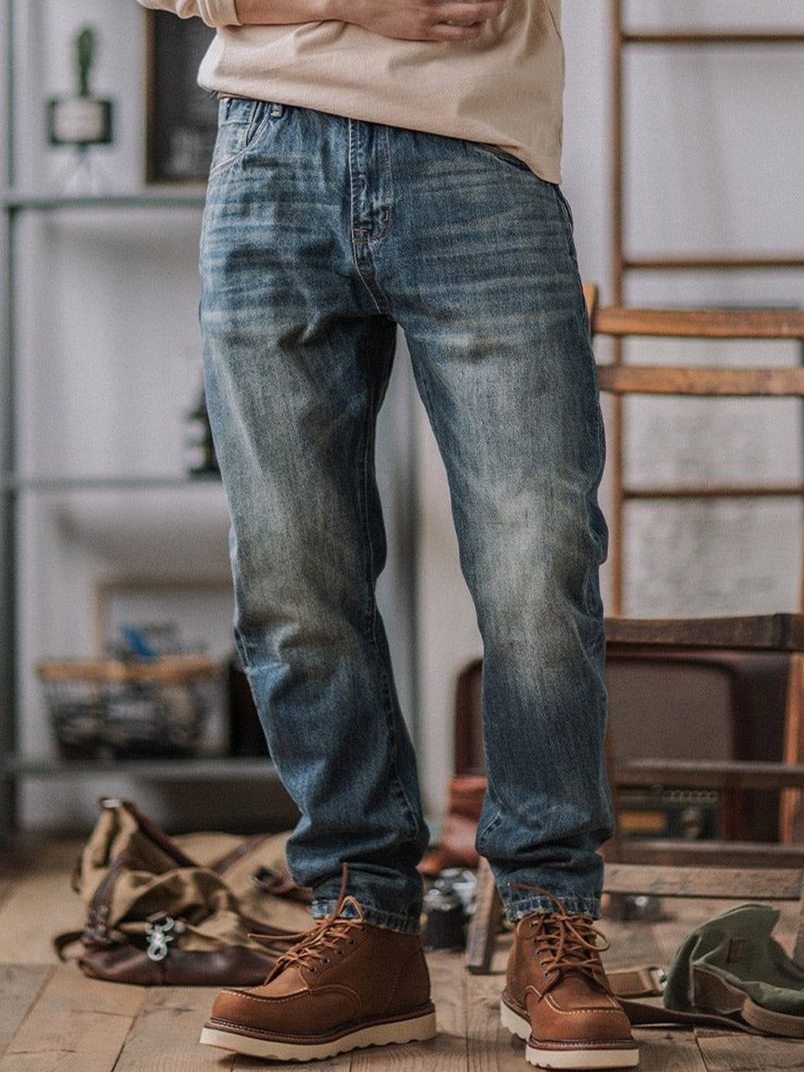 RiffRaff Men's Relaxed Fit Jeans Vintage Wash Denim — Main Image