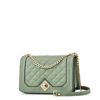Quilted Chain Shoulder Bag Crossbody Purse PU Leather, available in Beige, White, Gray, Black, Red, Green, Pink — Image 6