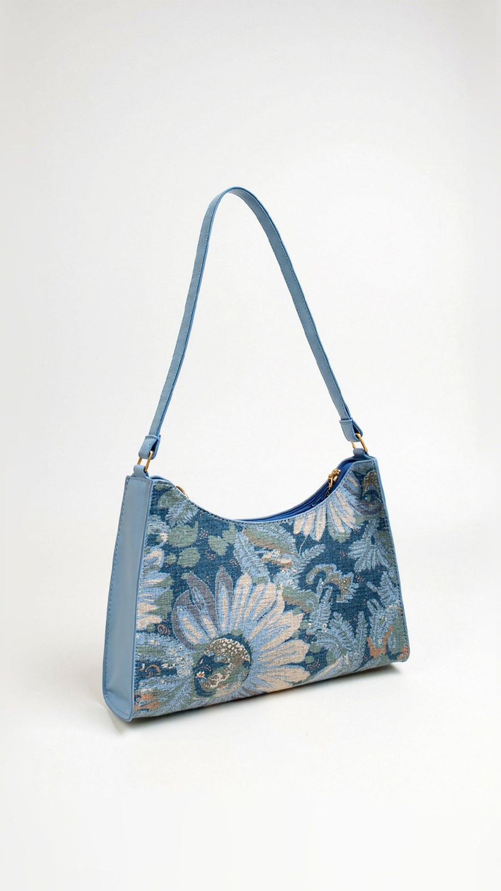 Floral Tapestry Shoulder Bag, Vintage Style Handbag for Women, Multi-color — Main Image