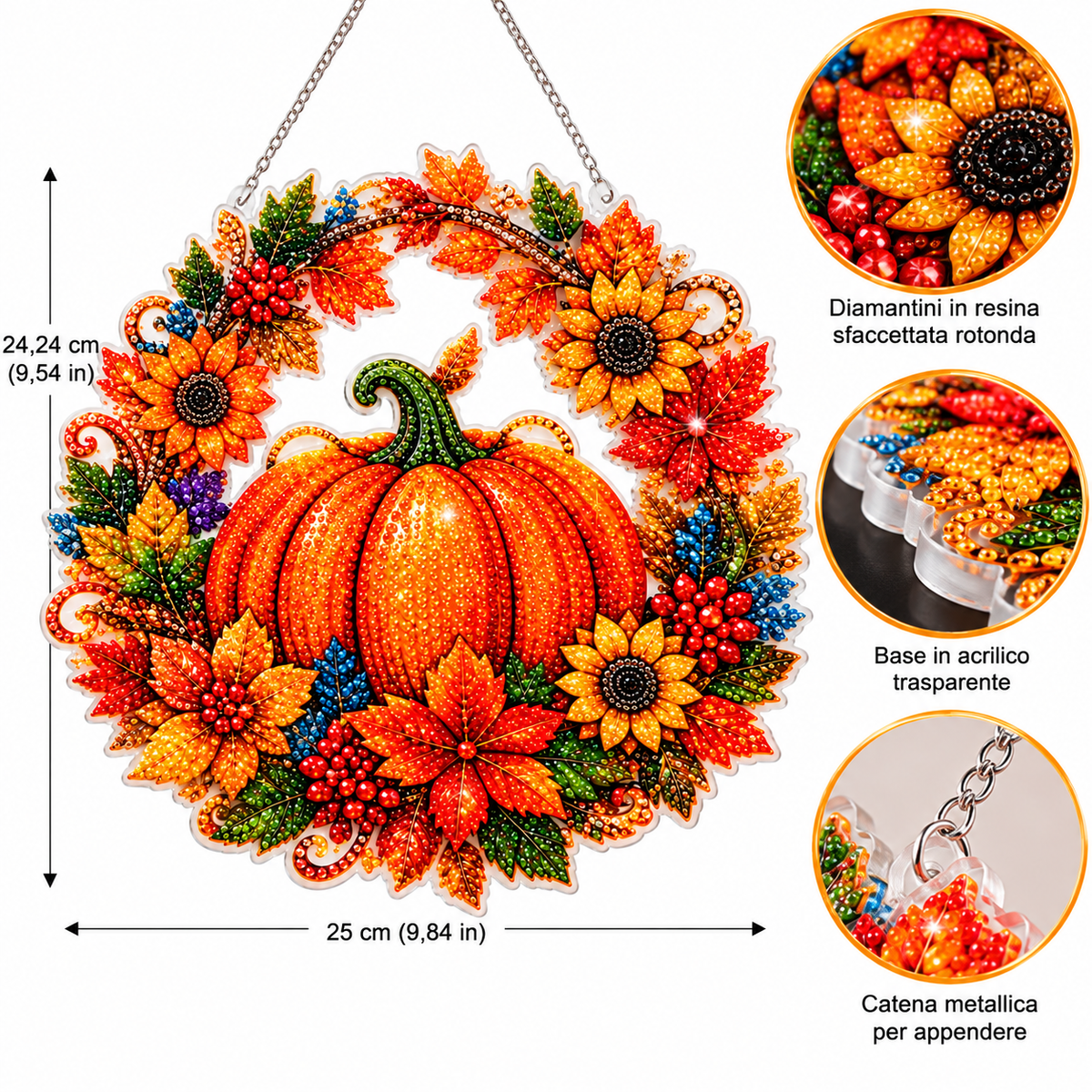 Ghirlanda Autunnale Diamond Painting – Zucca e Fiori