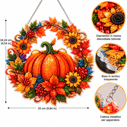 Ghirlanda Autunnale Diamond Painting – Zucca e Fiori