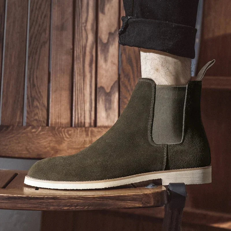 Men's Suede Chelsea Boots Slip-On Ankle Elastic Sides Classic Style — Image 7