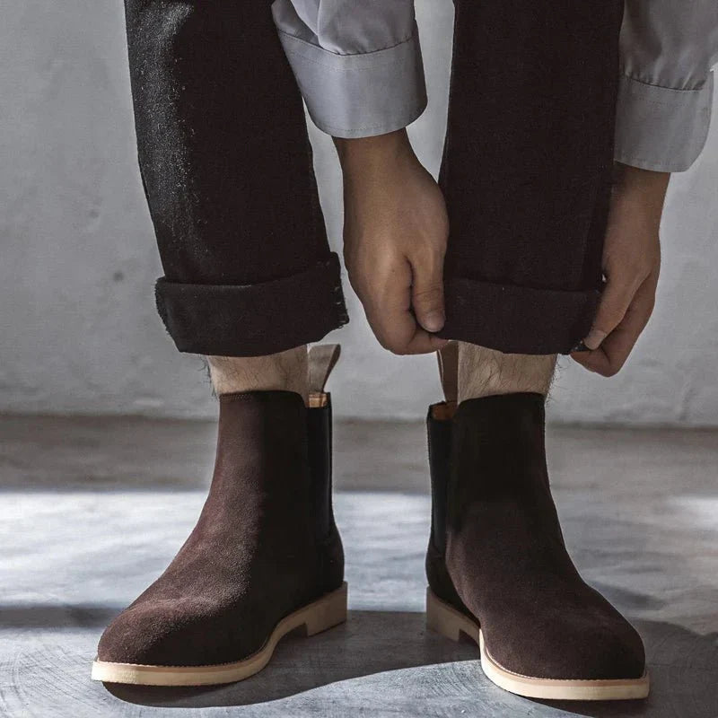 Men's Suede Chelsea Boots Slip-On Ankle Elastic Sides Classic Style — Image 5