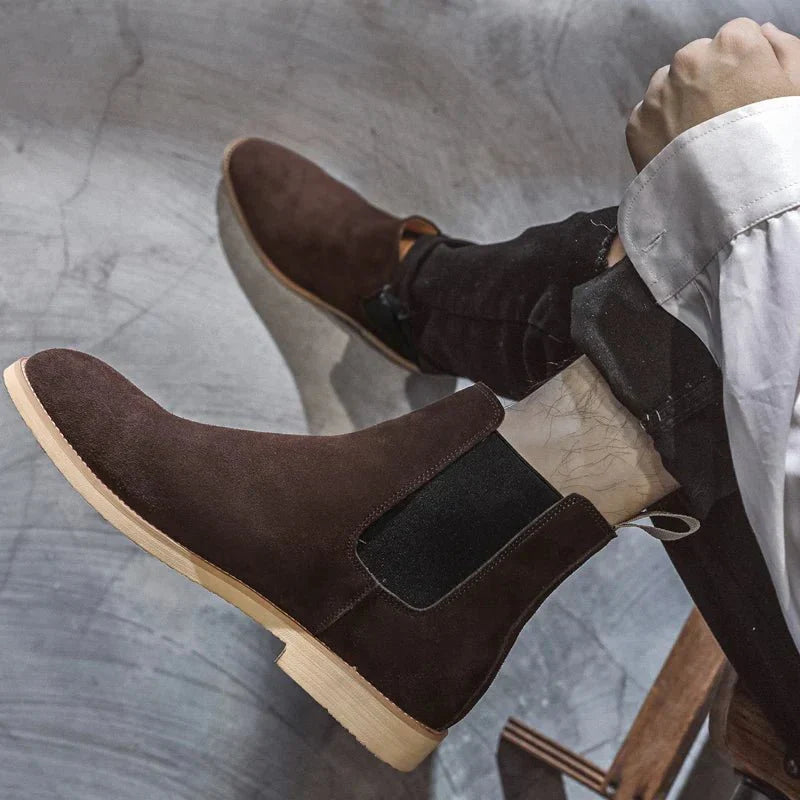 Men's Suede Chelsea Boots Slip-On Ankle Elastic Sides Classic Style — Image 6