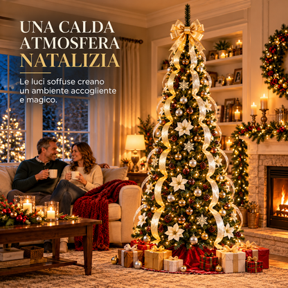 🎄 Albero di Natale Pieghevole con Luci e Decorazioni