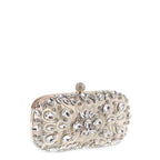 Crystal Beaded Evening Clutch Bag Champagne Wedding Party Prom Purse — Image 2