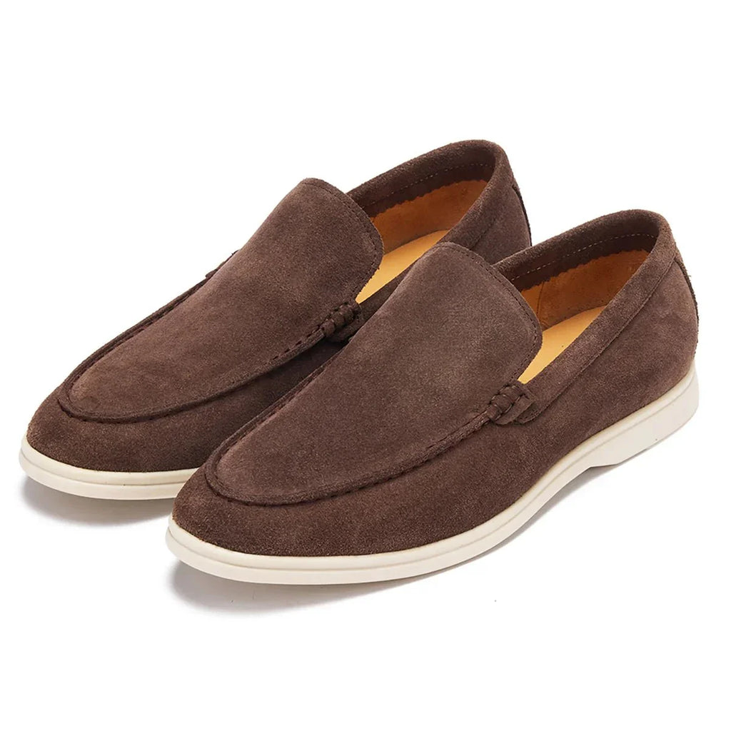 Brand Men's Suede Loafers Brown Comfortable Slip-On Moccasins — Image 3