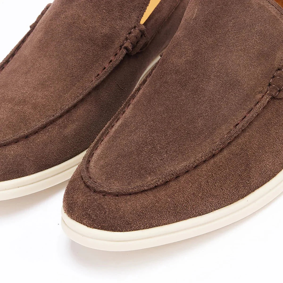 Brand Men's Suede Loafers Brown Comfortable Slip-On Moccasins — Image 9