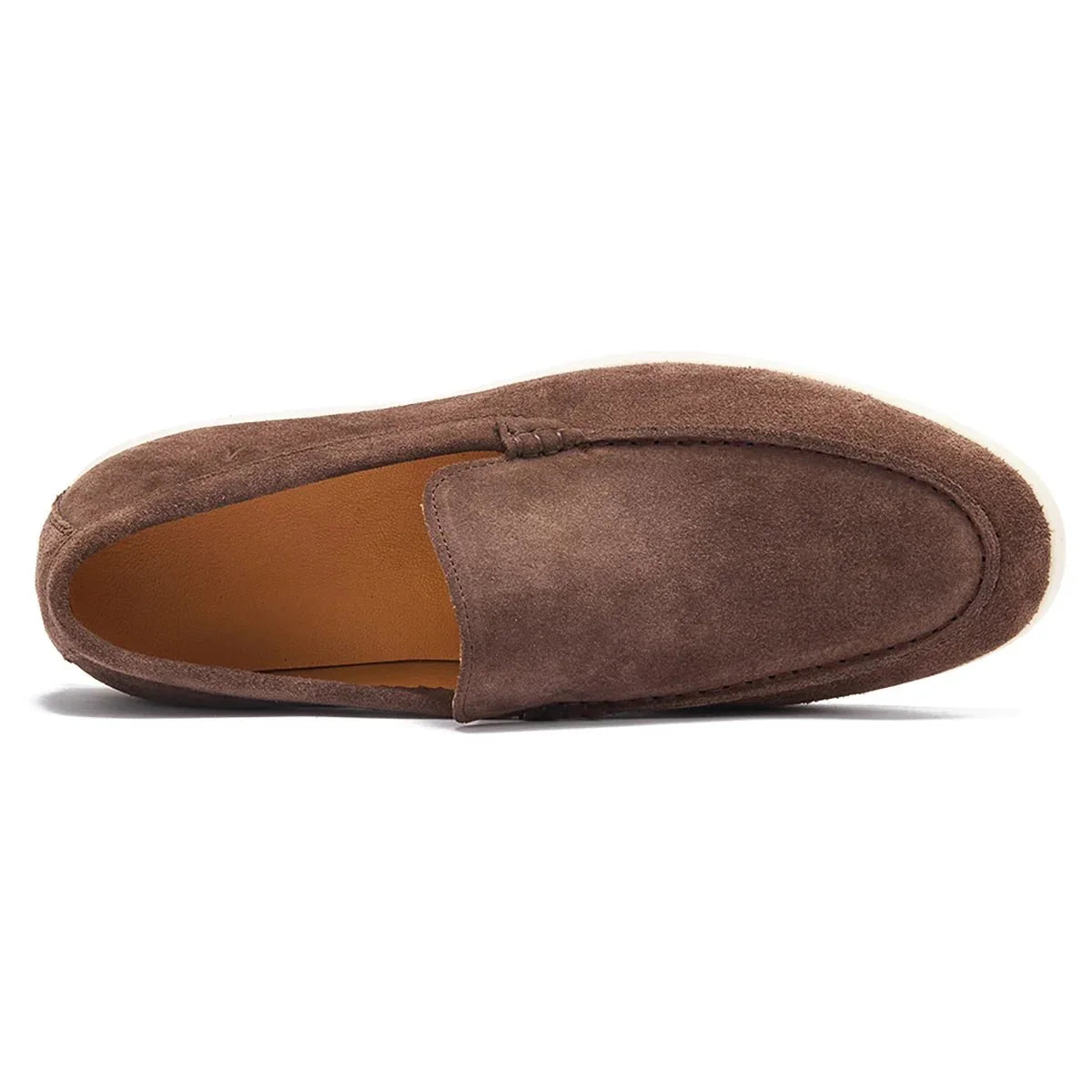 Brand Men's Suede Loafers Brown Comfortable Slip-On Moccasins — Image 5