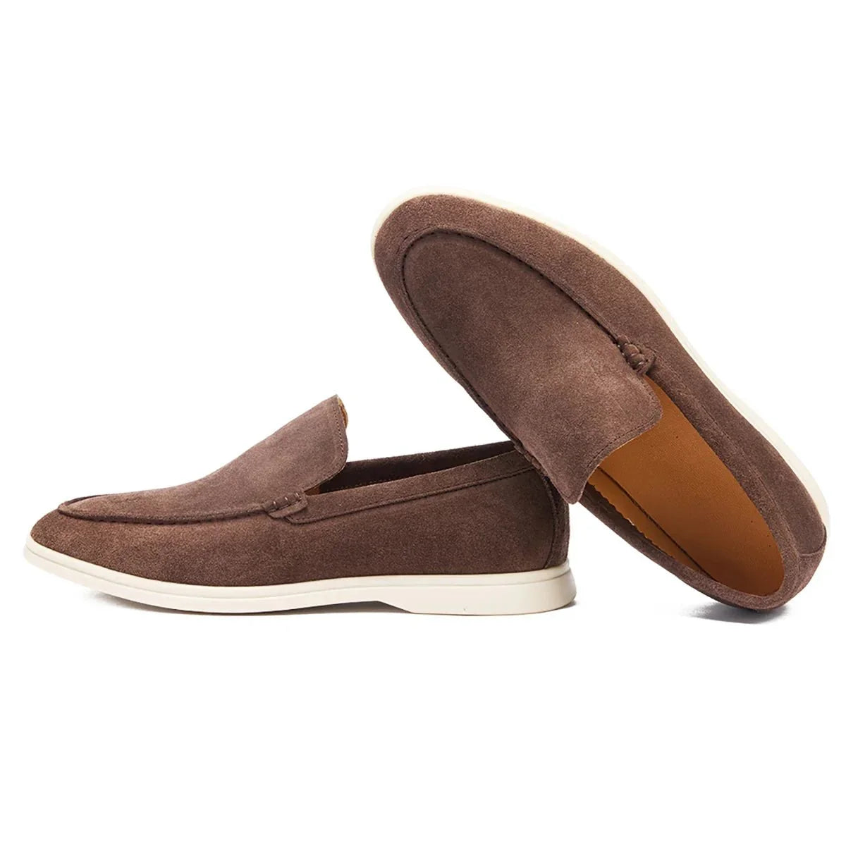 Brand Men's Suede Loafers Brown Comfortable Slip-On Moccasins — Image 4