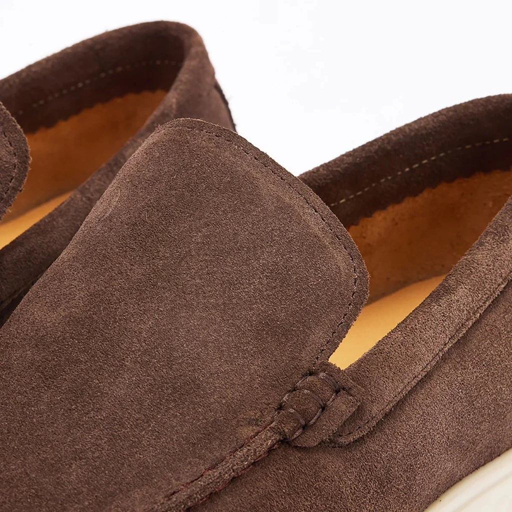 Brand Men's Suede Loafers Brown Comfortable Slip-On Moccasins — Image 10