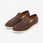 Brand Men's Suede Loafers Brown Comfortable Slip-On Moccasins — Main Image