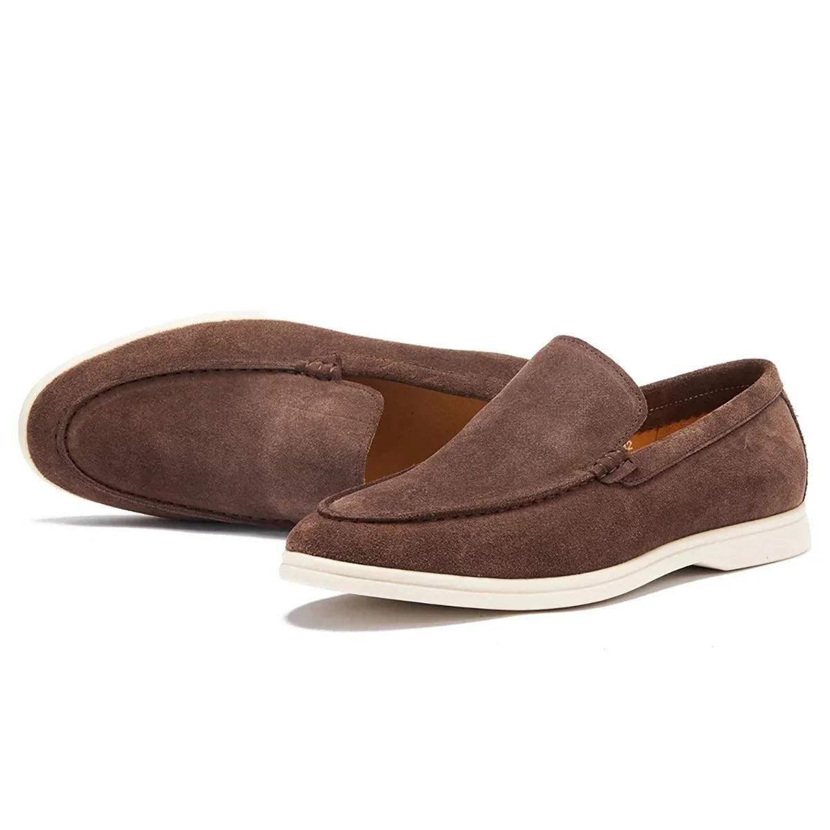 Brand Men's Suede Loafers Brown Comfortable Slip-On Moccasins — Image 7