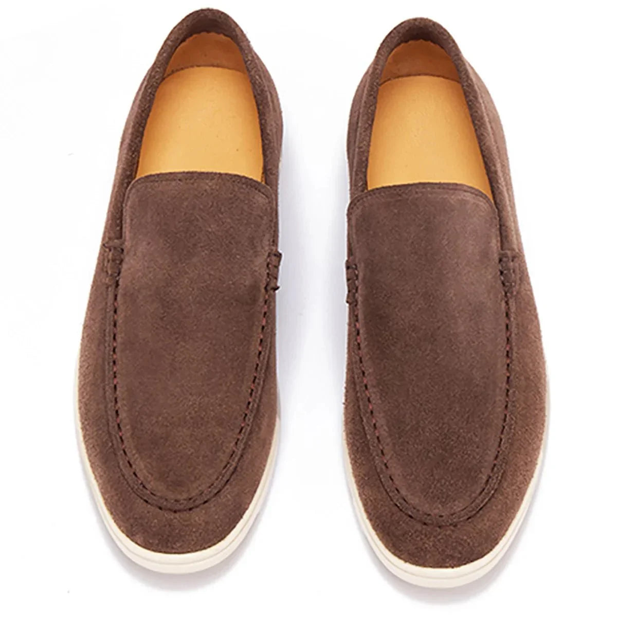 Brand Men's Suede Loafers Brown Comfortable Slip-On Moccasins — Image 6