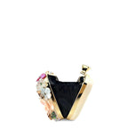 Floral Beaded Evening Clutch Bag Beige with Chain Strap. Elegant Party Handbag — Image 7