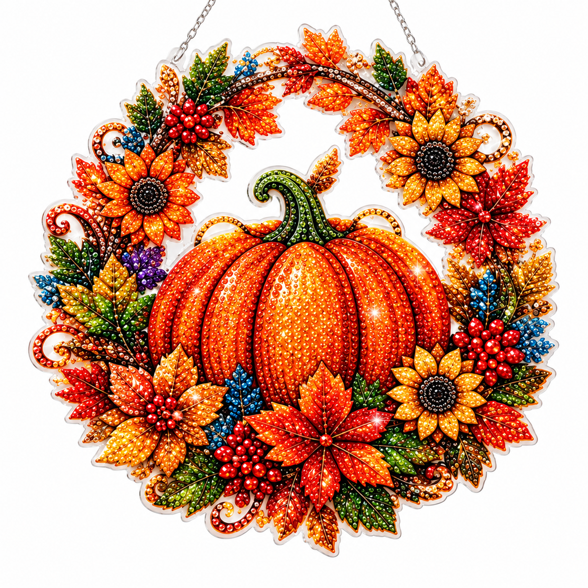 Ghirlanda Autunnale Diamond Painting – Zucca e Fiori