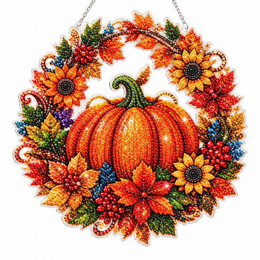 Ghirlanda Autunnale Diamond Painting – Zucca e Fiori