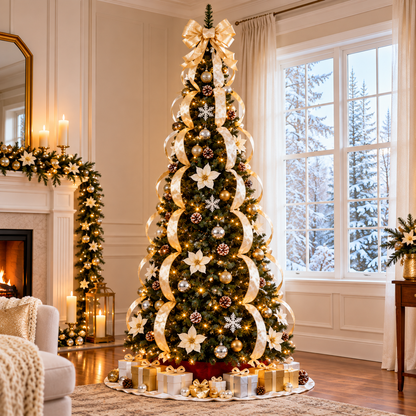 🎄 Albero di Natale Pieghevole con Luci e Decorazioni