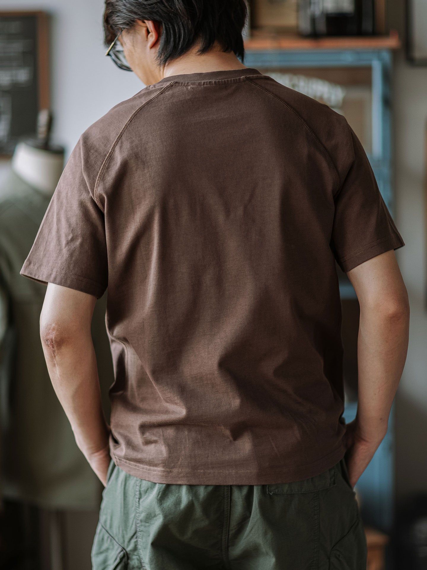 Vintage Club Men's Brown Cotton Raglan Sleeve T-Shirt, Crew Neck, Short Sleeve — Image 4