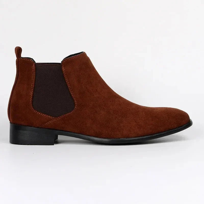Men's Suede Chelsea Boots Brown Slip-On Ankle Boots — Image 4