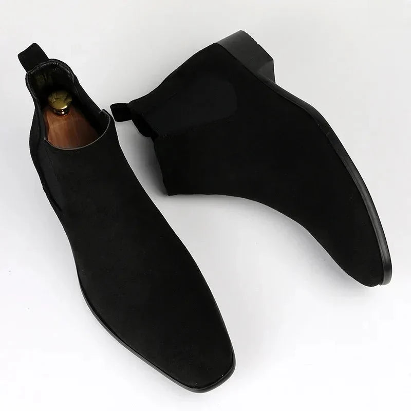 Men's Suede Chelsea Boots Brown Slip-On Ankle Boots — Image 12
