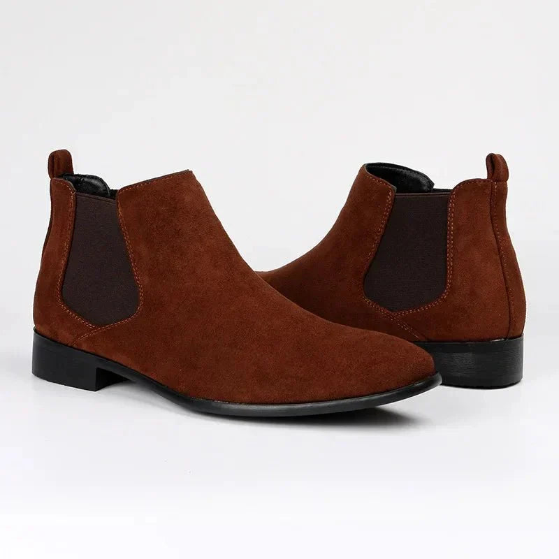 Men's Suede Chelsea Boots Brown Slip-On Ankle Boots — Image 3