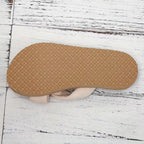 Women's Bowknot Pearl Decor Slip-On Sandals Beige Cotton Comfort Summer Footwear — Image 4