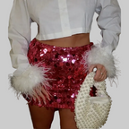 Sequin Mini Skirt - Sparkly Party Skirt Women - Red, Silver, Black, Pink, Purple, Gold Polyester — Image 9