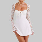 Lace Sleeve Corset Mini Dress - Party Cocktail Bodycon - Various Colors — Image 4