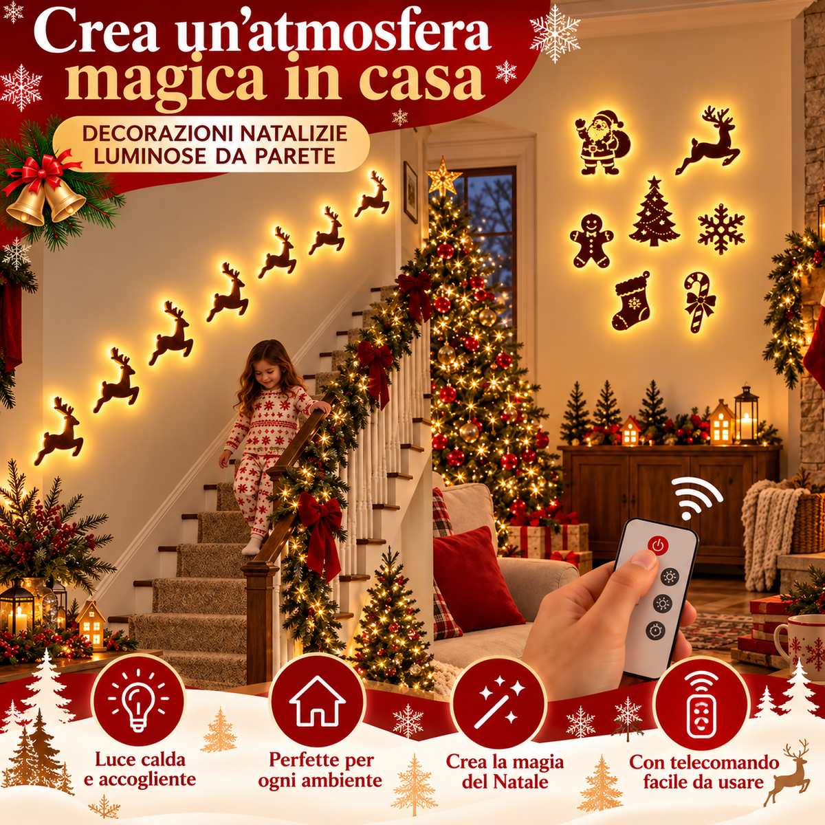 🎄 Renne Luminose LED – Decorazione Natalizia Magica