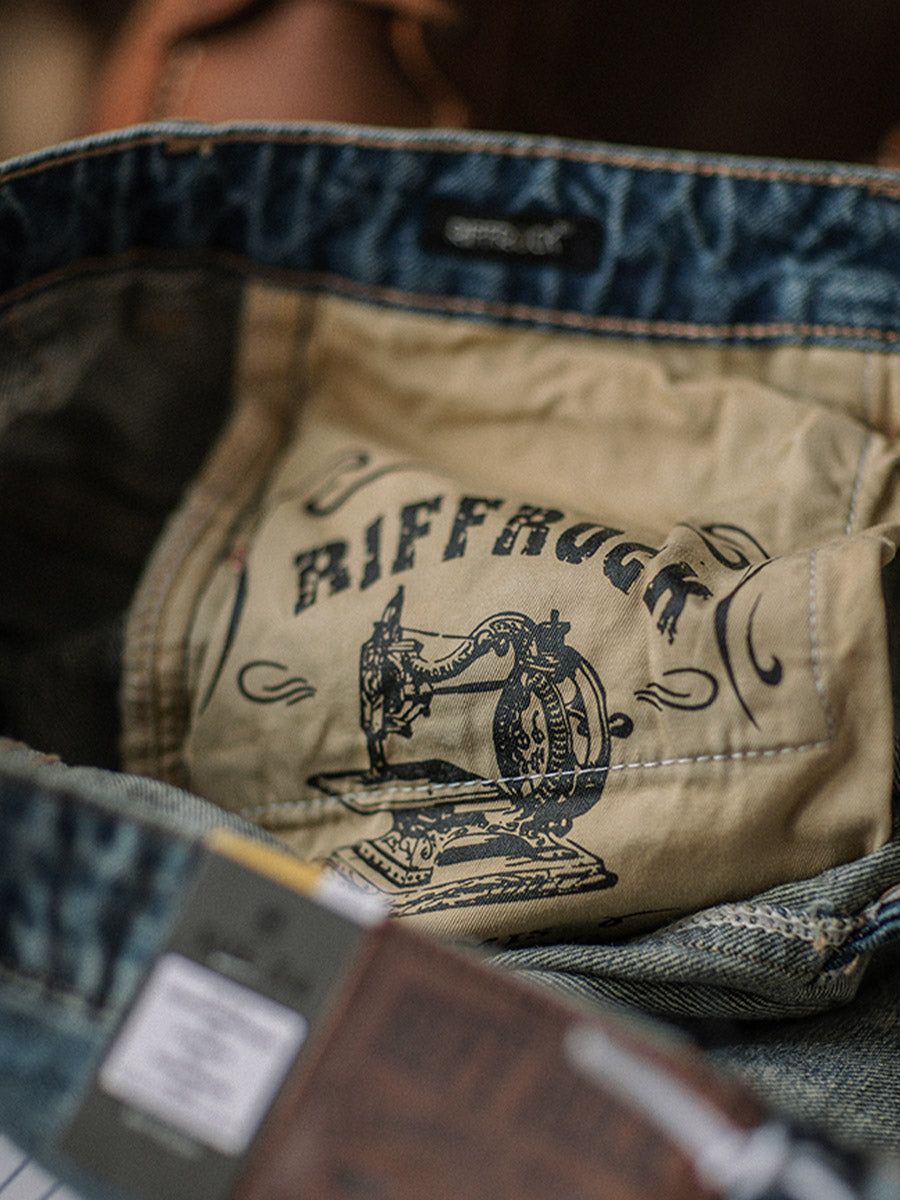 RiffRaff Men's Relaxed Fit Jeans Vintage Wash Denim — Image 7