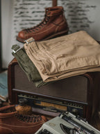 Vintage Style Men's Work Pants Cotton Canvas Khaki High Waist Pleated — Image 10