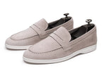 Men's Suede Penny Loafers Brown Slip-On Dress Shoes Comfortable Rubber Sole — Image 7