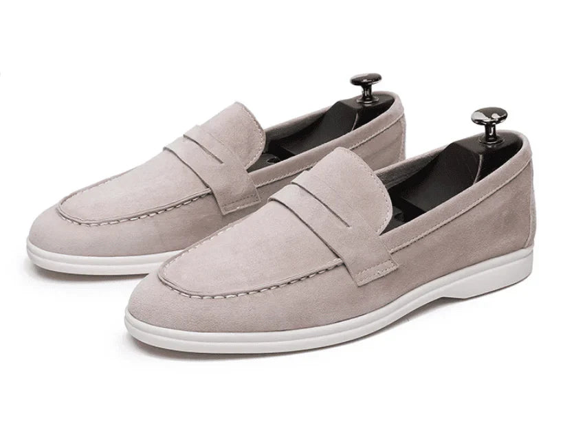 Men's Suede Penny Loafers Brown Slip-On Dress Shoes Comfortable Rubber Sole — Image 7