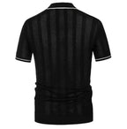 Men's Knit Polo Shirt Short Sleeve Cotton Blend Casual Button-Down Top Beige — Image 9