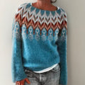 Nordic Knit Women's Sweater Wool Blend Fair Isle Pullover Multi-color — Main Image