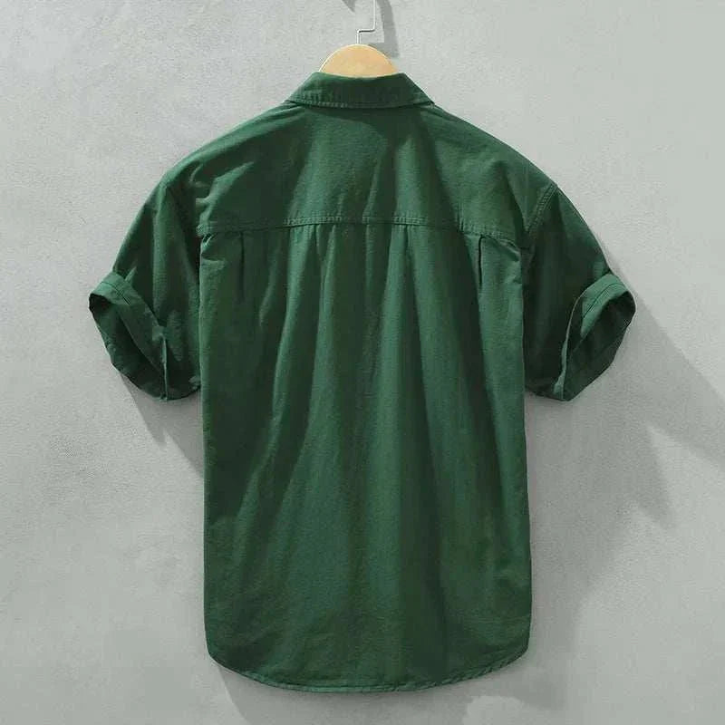 Men's Short Sleeve Button-Down Shirt Cotton Blend Casual Summer Top Multiple Colors — Image 3
