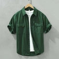 Men's Short Sleeve Button-Down Shirt Cotton Blend Casual Summer Top Multiple Colors — Image 2