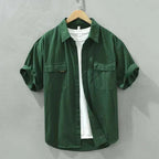 Men's Short Sleeve Button-Down Shirt Cotton Blend Casual Summer Top Multiple Colors — Image 2