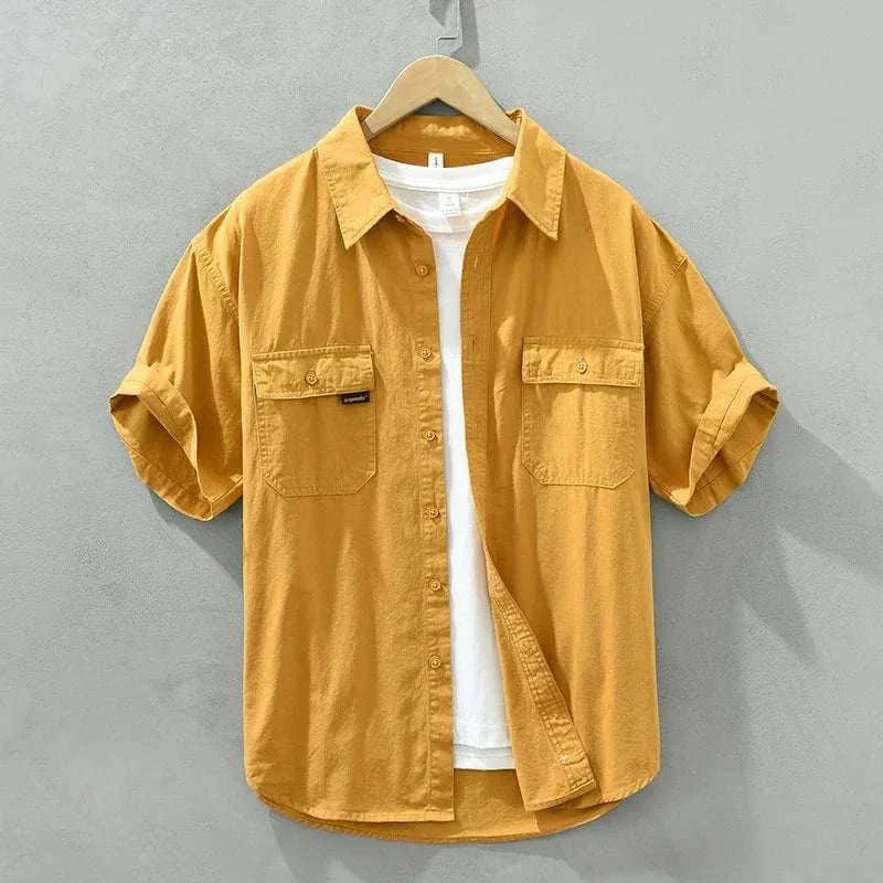 Men's Short Sleeve Button-Down Shirt Cotton Blend Casual Summer Top Multiple Colors — Image 7