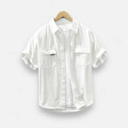 Men's Short Sleeve Button-Down Shirt Cotton Blend Casual Summer Top Multiple Colors — Main Image