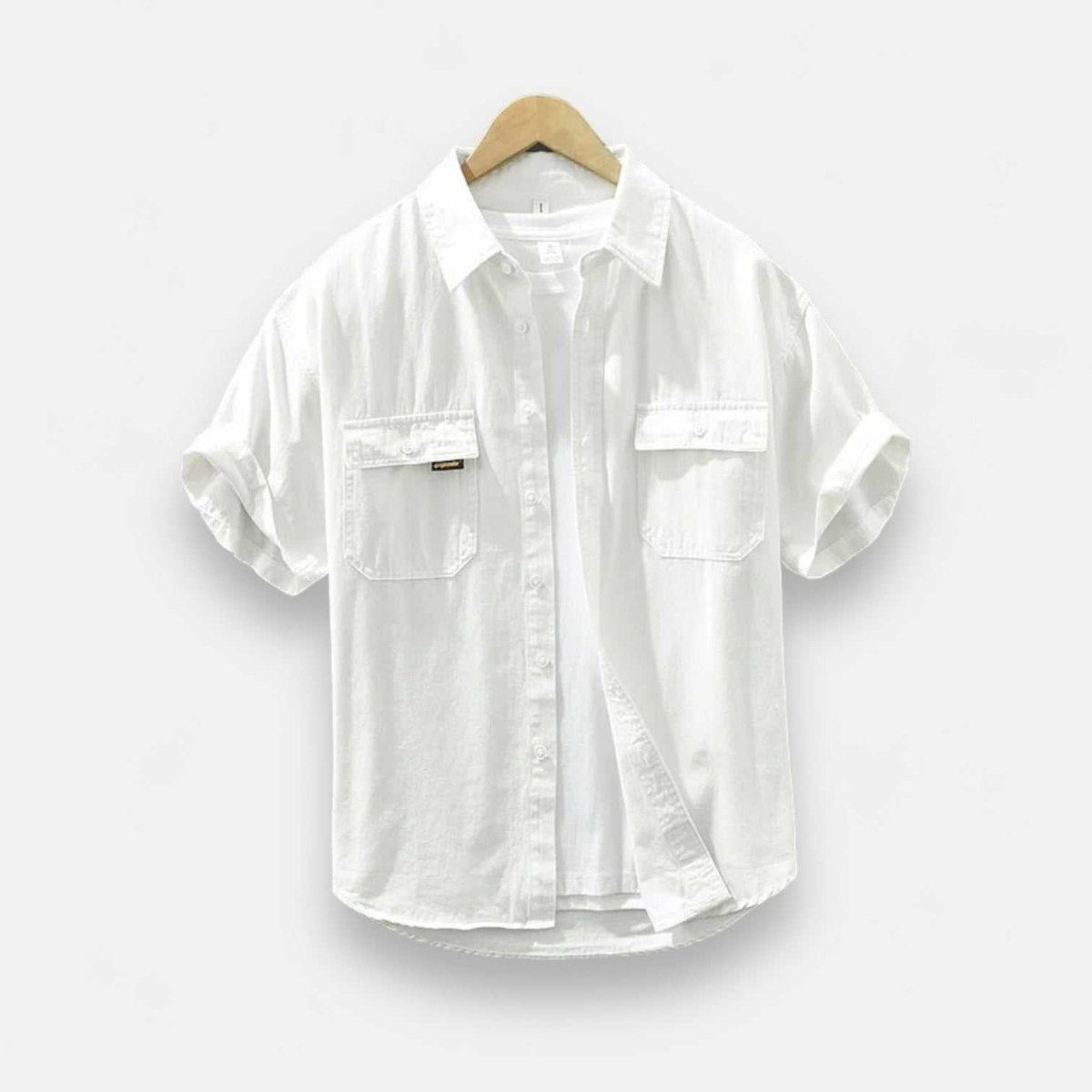 Men's Short Sleeve Button-Down Shirt Cotton Blend Casual Summer Top Multiple Colors — Main Image