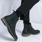 Men's Chelsea Ankle Boots Faux Leather Slip-On Dress Boots Elastic Gusset Brown Black — Image 5