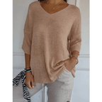 Women's Casual V-Neck Knit Sweater in Cotton Blend, Available in Various Colors — Image 11