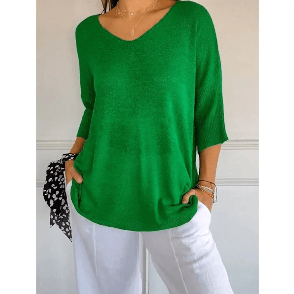 Women's Casual V-Neck Knit Sweater in Cotton Blend, Available in Various Colors — Image 16